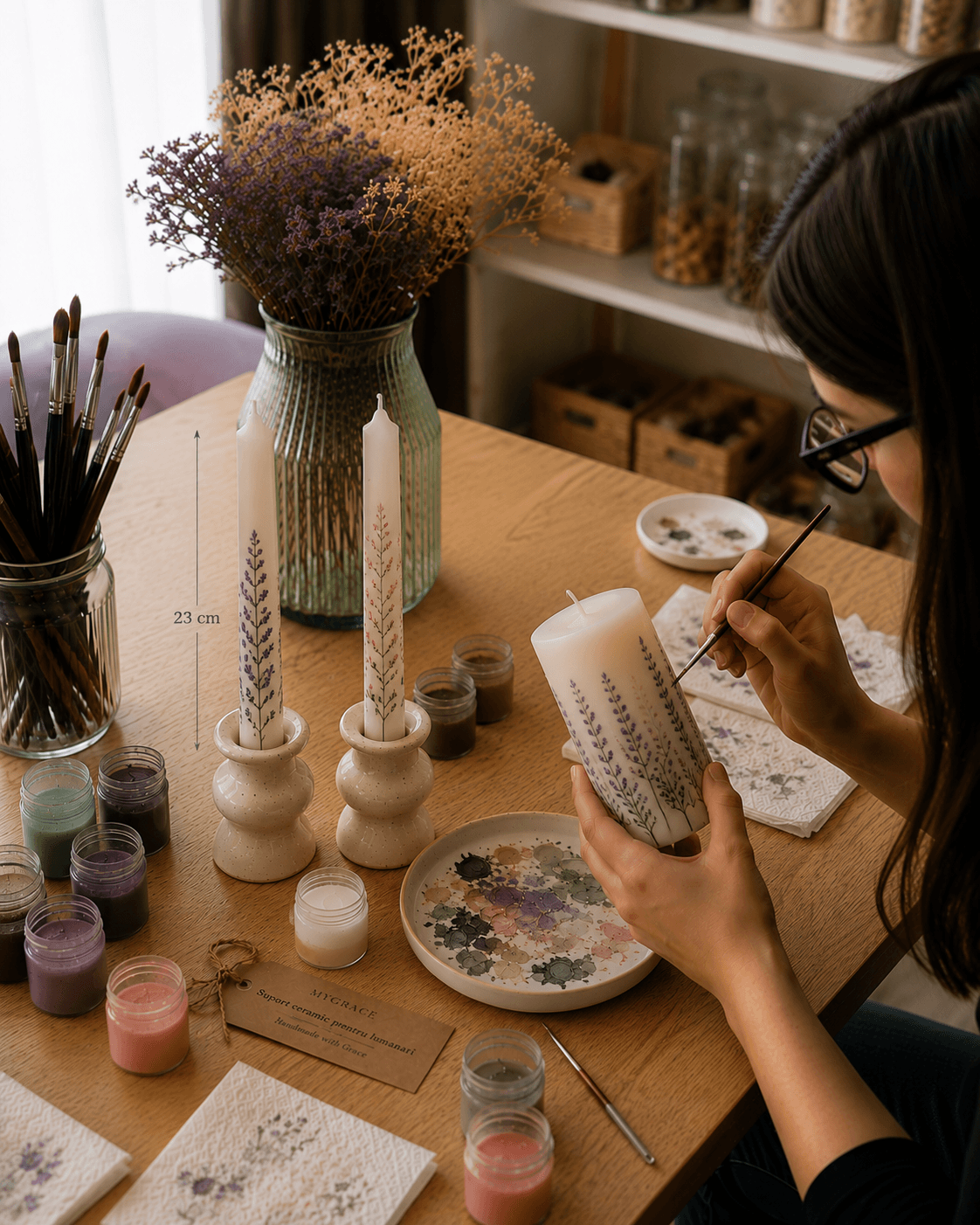 Workshop für das Bemalen von Naturkerzen – MYGRACE