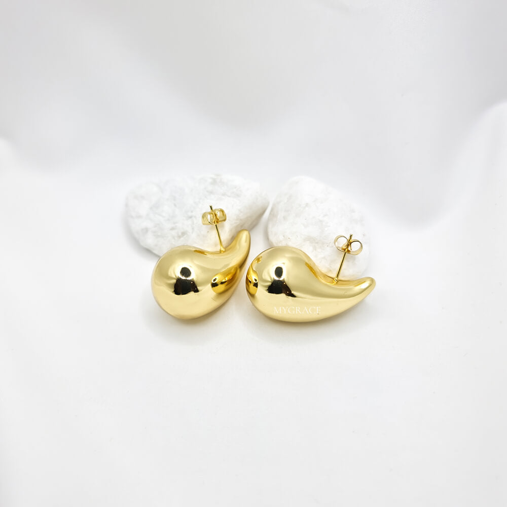 Cercei Stud ”Be stylish”, aurii, model lacrimă, oțel inoxidabil, placați cu aur 18K