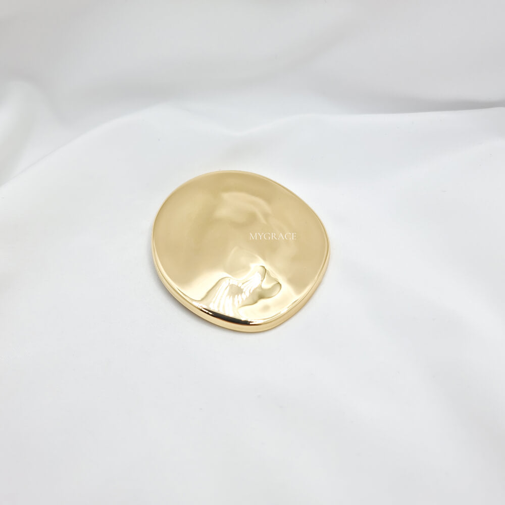 Broșă aurie, placată cu aur, ovală, model minimalist, oțel inoxidabil (oversize)