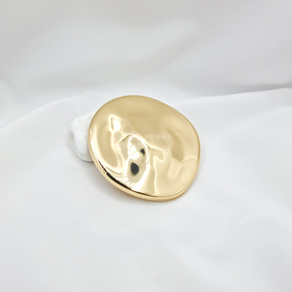 Broșă aurie, placată cu aur, ovală, model minimalist, oțel inoxidabil (oversize)