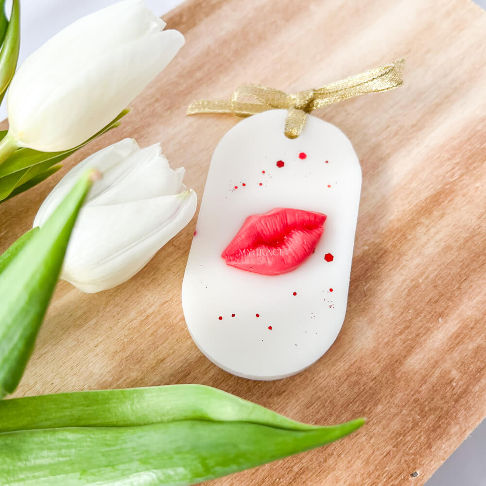 Tabletă ceară soia, parfumată, ”Happy Valentine's Day”, model buze