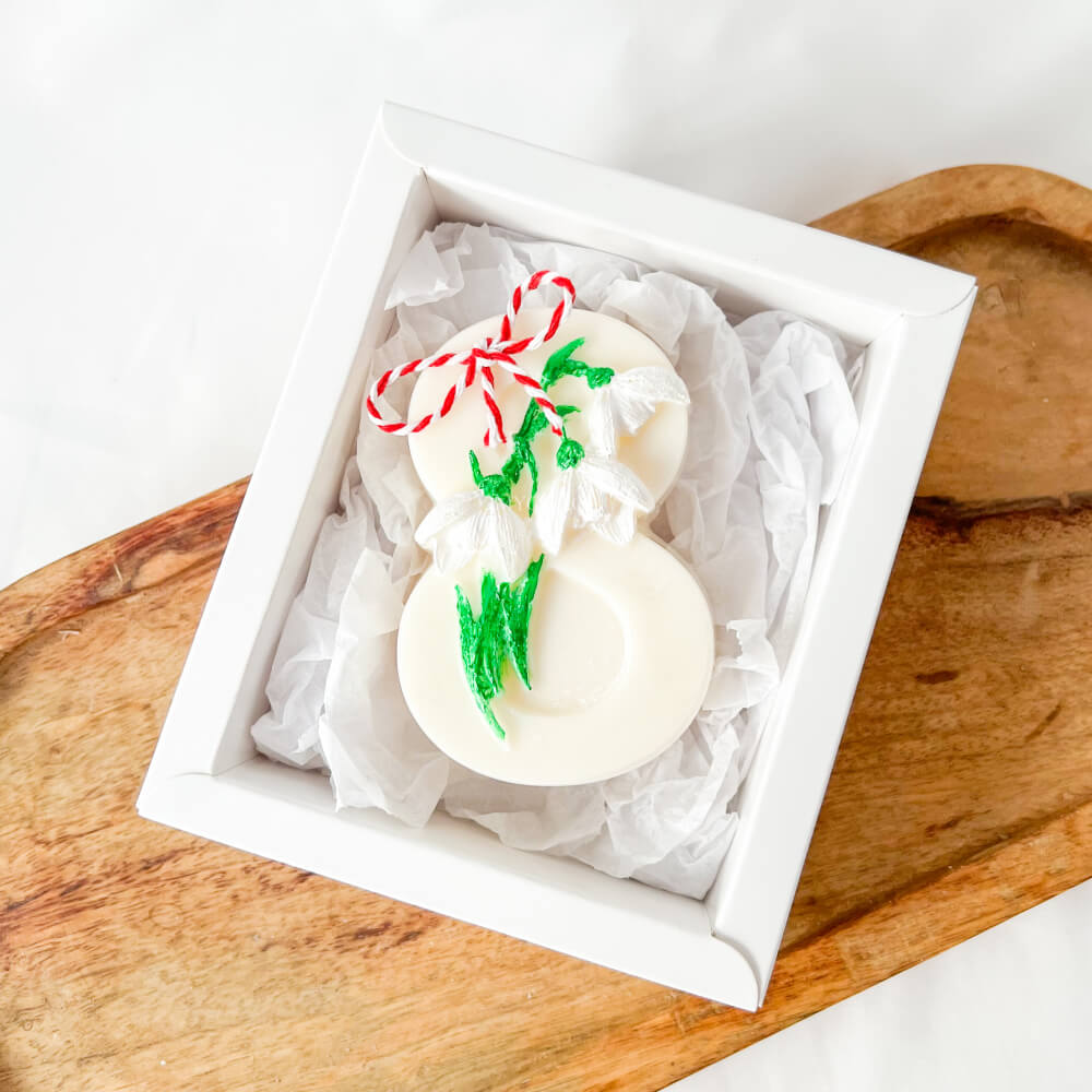 martisor parfumat ceara vegetala cifra 8 ghiocei MYGRACE