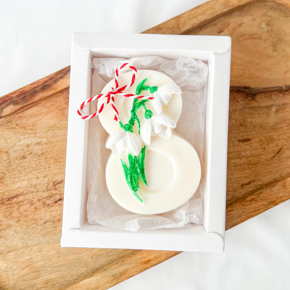 martisor parfumat ceara vegetala cifra 8 ghiocei MYGRACE