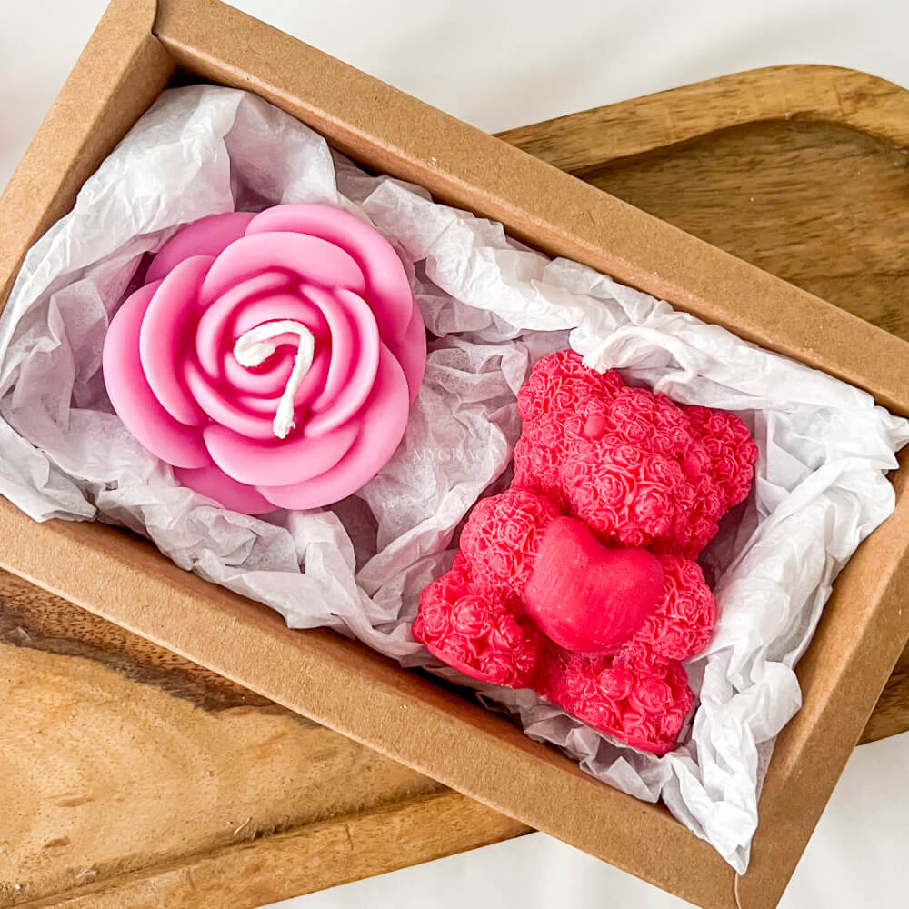 Cadou Valentine's Day - set cadou lumânări parfumate, ceară vegetală