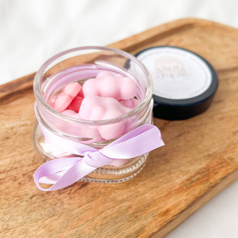 Mărturii botez fetiță - Borcănaș cu ceară parfumată, diverse sortimente (wax melts ceară soia pură)