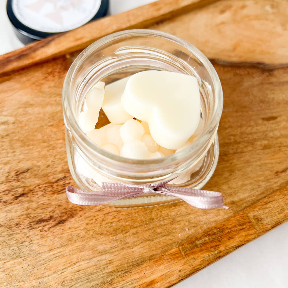 Mărturii nuntă - Borcănaș cu ceară parfumată, diverse sortimente (wax melts ceară soia pură)