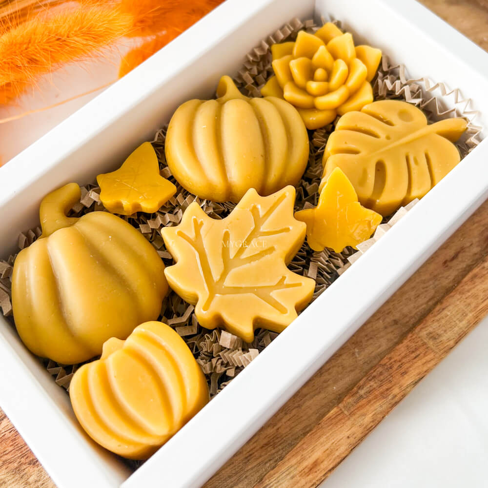 Cadou ceară de albine pentru purificarea aerului, wax melts ceară naturală, diverse figurine - set cadou toamnă