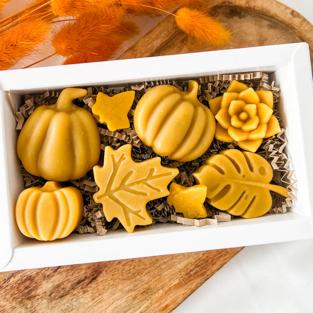 Cadou ceară de albine pentru purificarea aerului, wax melts ceară naturală, diverse figurine - set cadou toamnă
