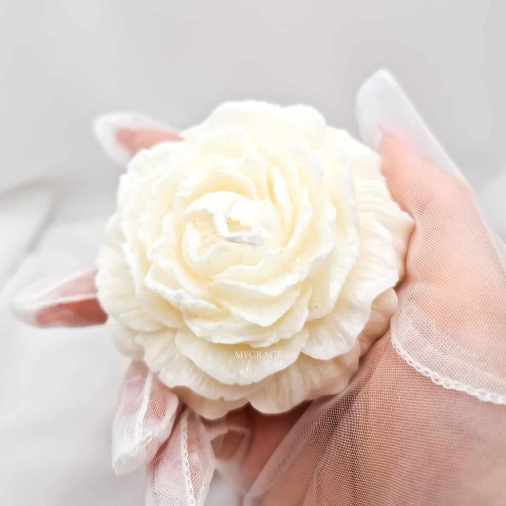 marturii nunta trandafir alb lumanare parfumata ceara palmier note florale vanilie 90g MYGRACE