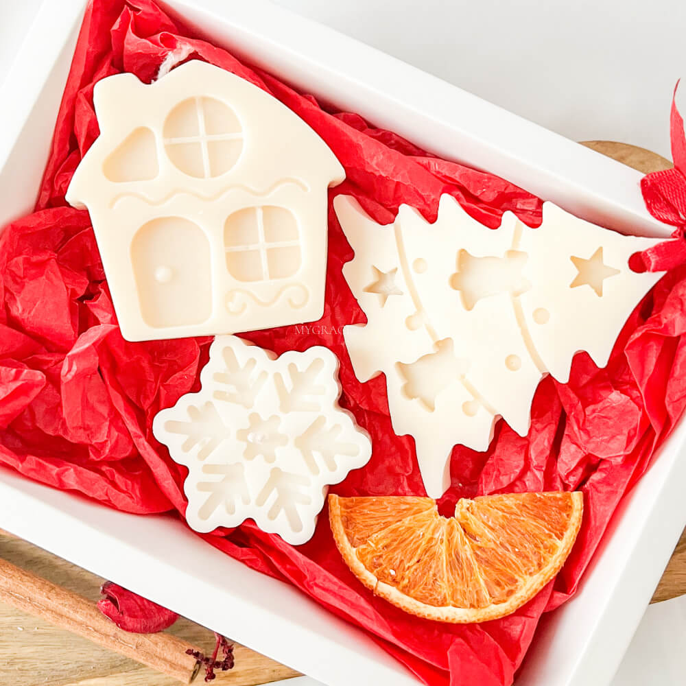 Cadou de Crăciun/Secret Santa - set lumânări parfumate ceară vegetală și ornament Crăciun