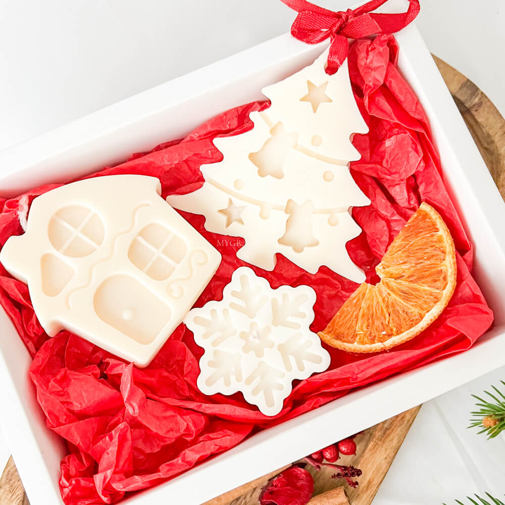 Cadou de Crăciun/Secret Santa - set lumânări parfumate ceară vegetală și ornament Crăciun