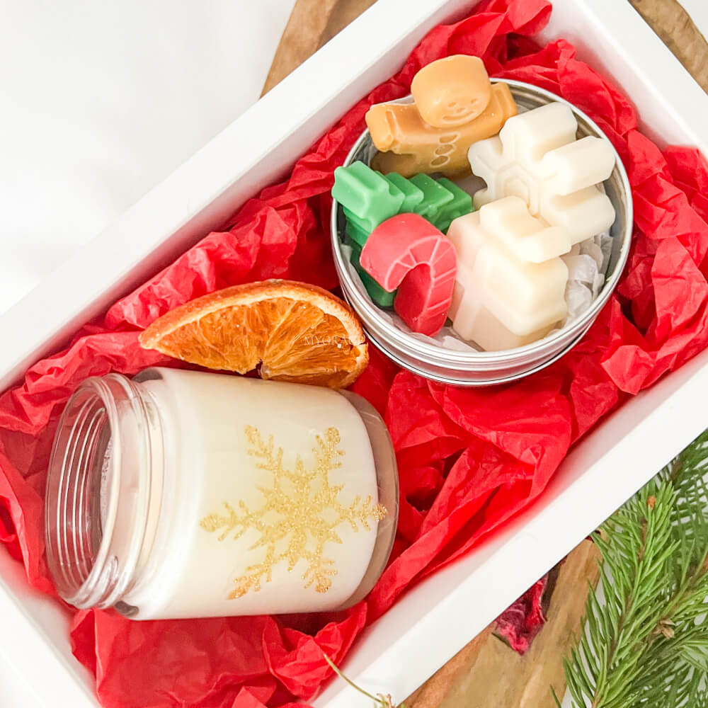 Cadou de Crăciun/Secret Santa - set ceară parfumată și lumânare parfumată borcănaș