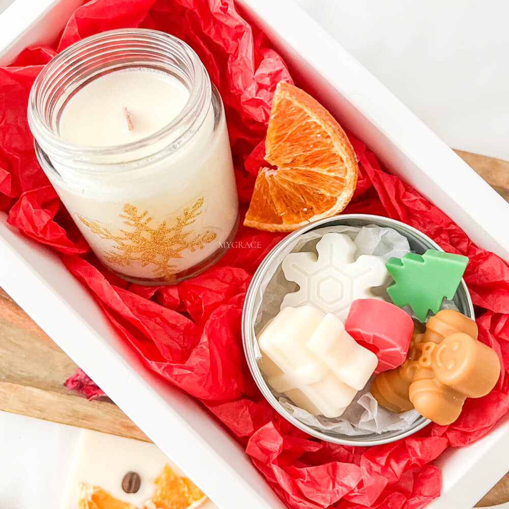 Cadou de Crăciun/Secret Santa - set ceară parfumată și lumânare parfumată borcănaș