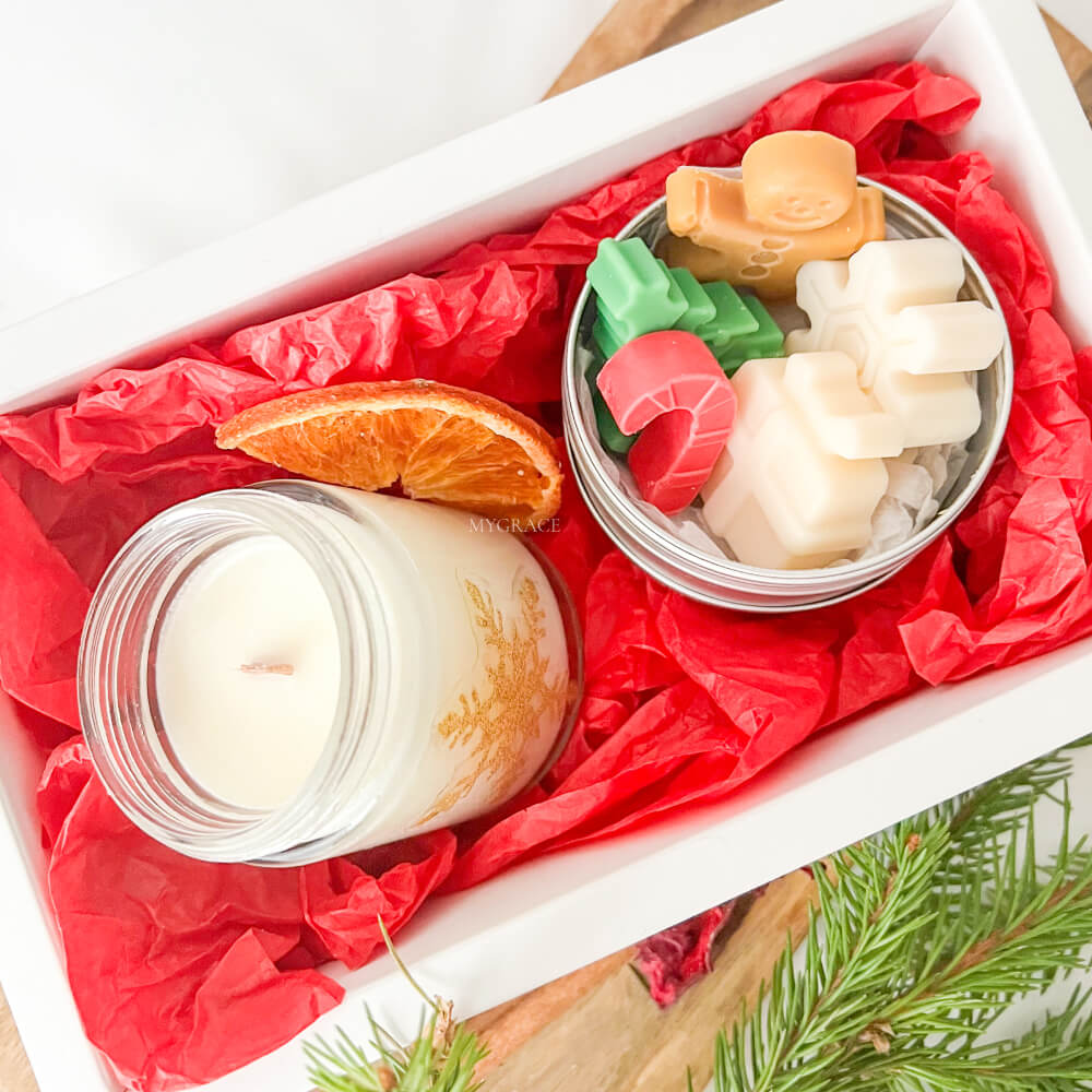 Cadou de Crăciun/Secret Santa - set ceară parfumată și lumânare parfumată borcănaș