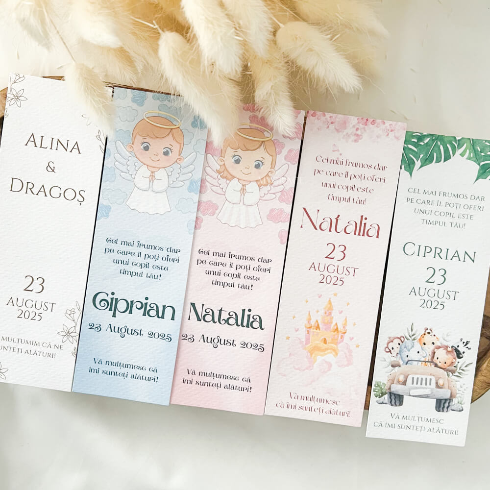 marturii botez nunta semn de carte carton caligrafic MYGRACE