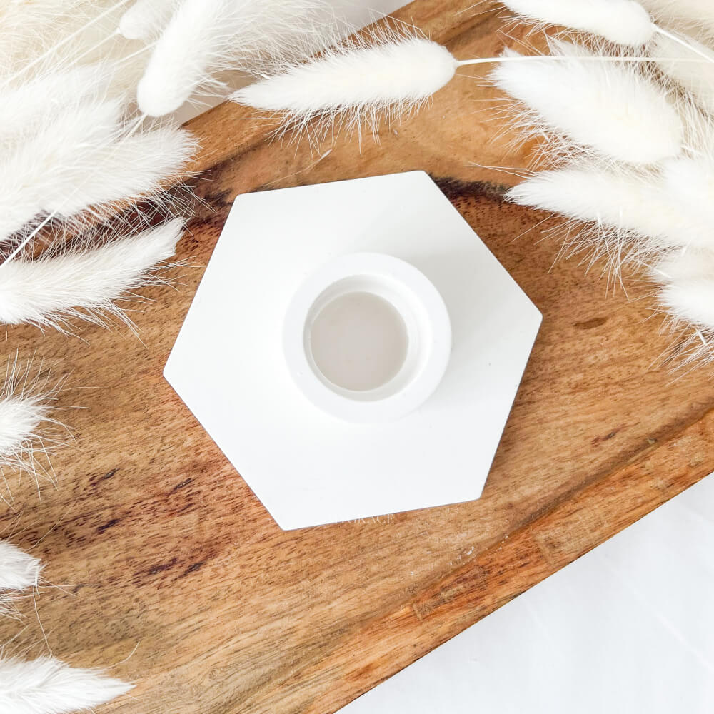 Suport lumânare ceramic, hexagonal, realizat manual
