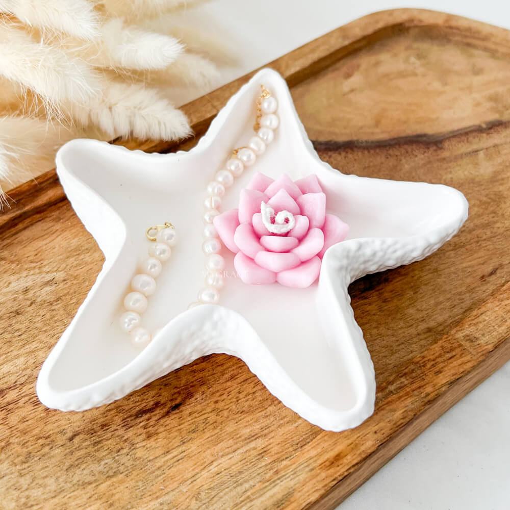 Tăviță decorativă/recipient pentru bijuterii sau lumânări, stea de mare, handmade