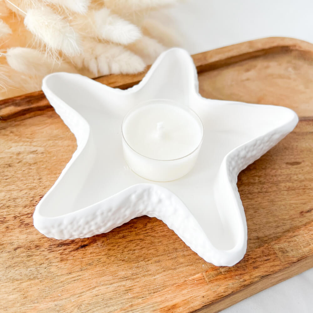 Tăviță decorativă/recipient pentru bijuterii sau lumânări, stea de mare, handmade