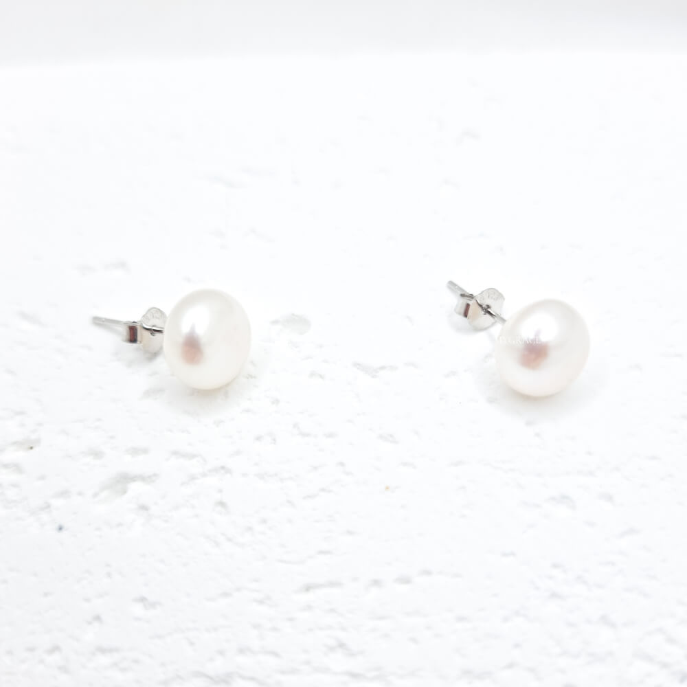 Cercei argint ”Be pure”, albi, argint 925 și perle naturale 9-9,5 mm, MYGRACE