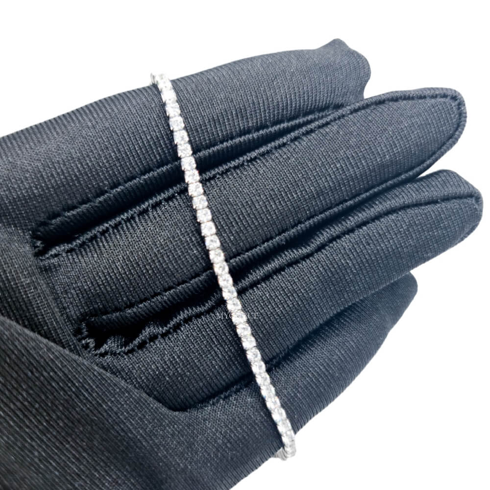 Brățară tennis argint 925, argintie, placată cu rodiu și decorată cu zirconiu, 2 mm, reglabilă, MYGRACE