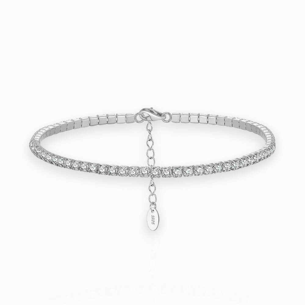 Brățară tennis argint 925, argintie, placată cu rodiu și decorată cu zirconiu, 3 mm, MYGRACE