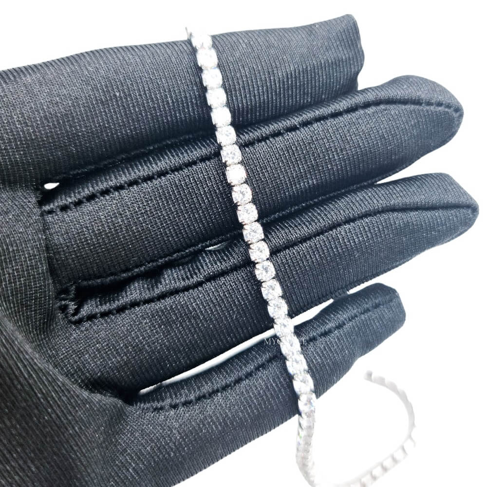 Colier tennis argint 925/Choker tennis, argintiu, placat cu rodiu și decorat cu zirconiu, 3 mm, MYGRACE