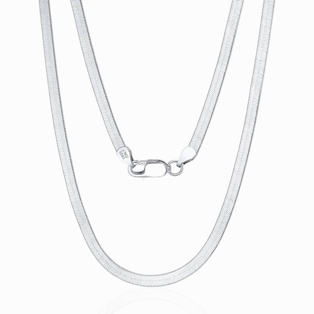 Colier argint 925, Herringbone, argintiu, placat cu rodiu, 3 mm, MYGRACE