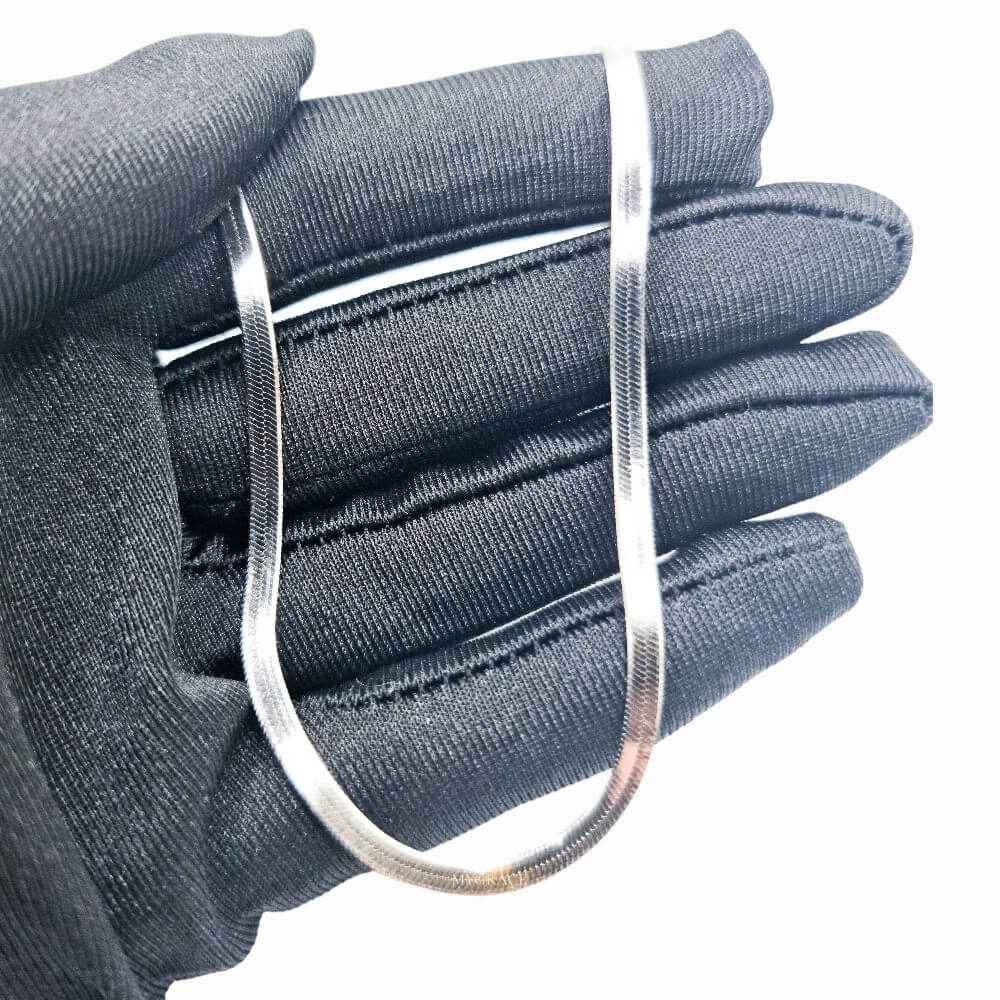 Colier argint 925, Herringbone, argintiu, placat cu rodiu, 3 mm, MYGRACE