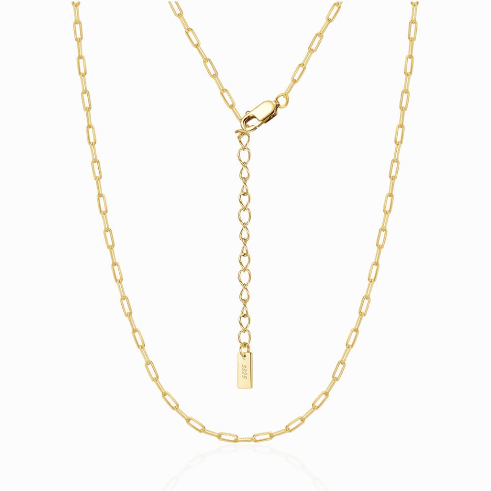 Colier argint 925 zale, Paperclip, auriu, placat cu aur, 2 mm, MYGRACE