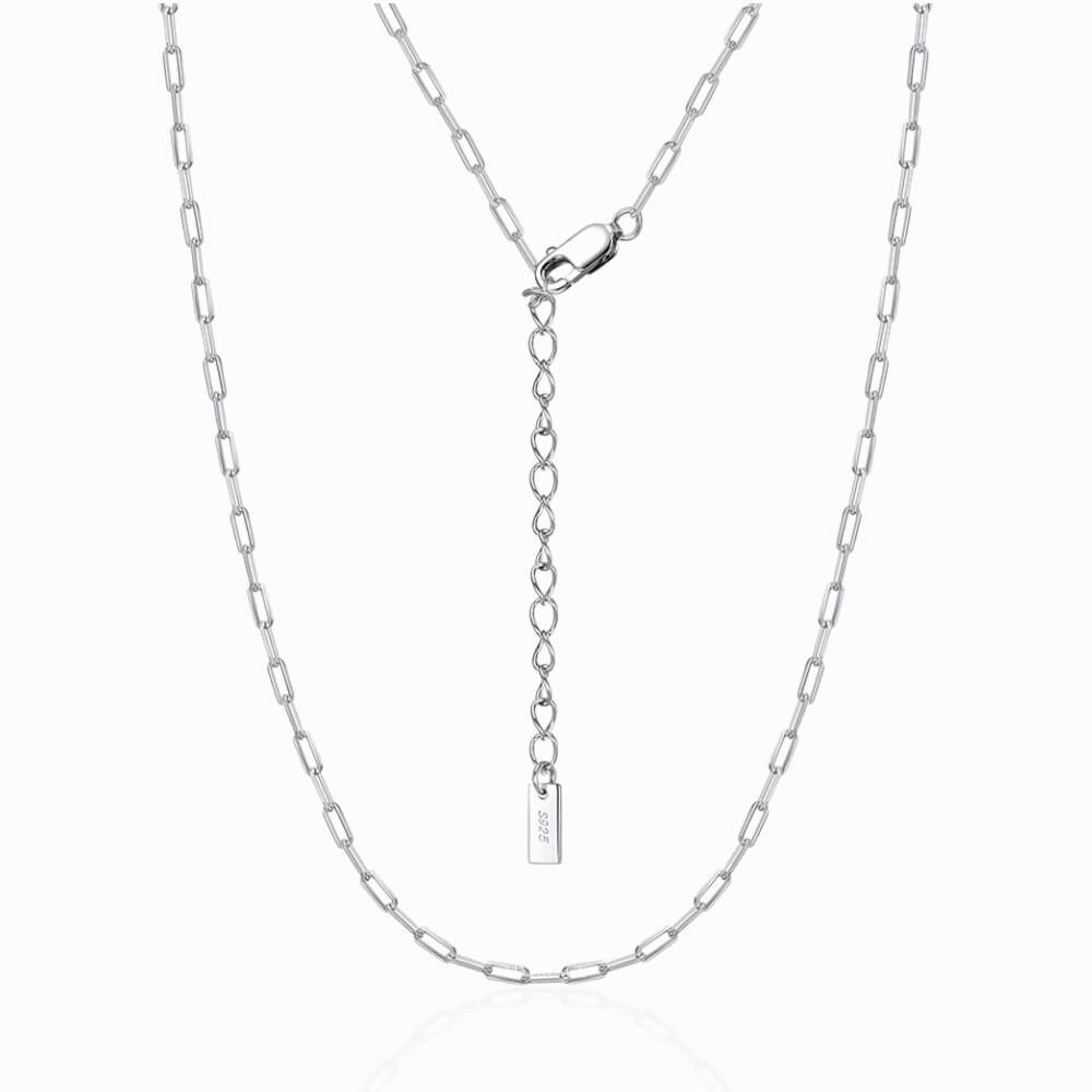 Colier argint 925 zale, Paperclip, argintiu, placat cu rodiu, 2 mm, MYGRACE