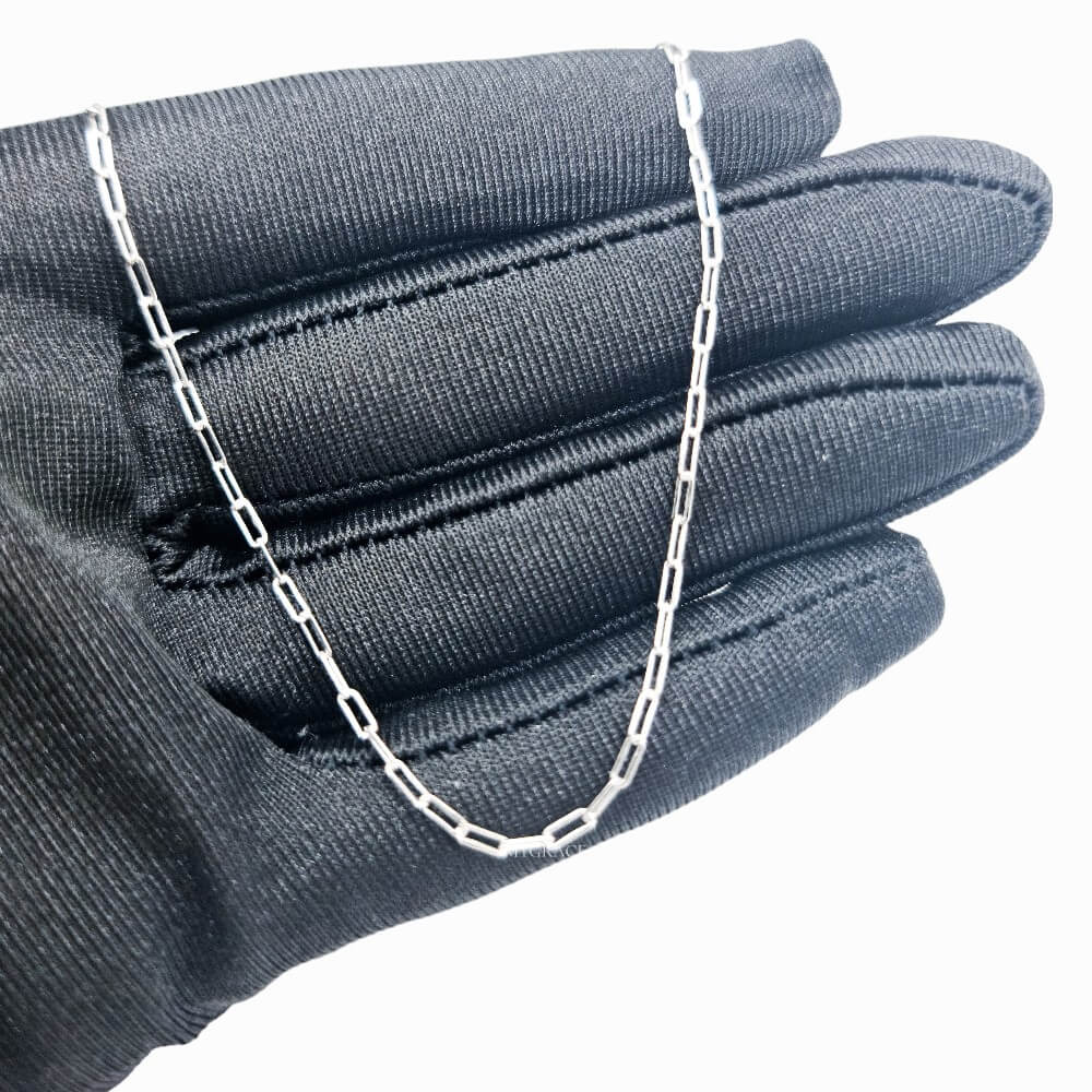 Colier argint 925 zale, Paperclip, argintiu, placat cu rodiu, 2 mm, MYGRACE