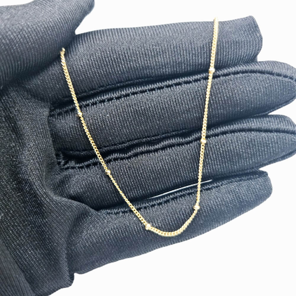 Colier argint 925, tip lanț, auriu, placat cu aur, model bile, 2 mm, MYGRACE