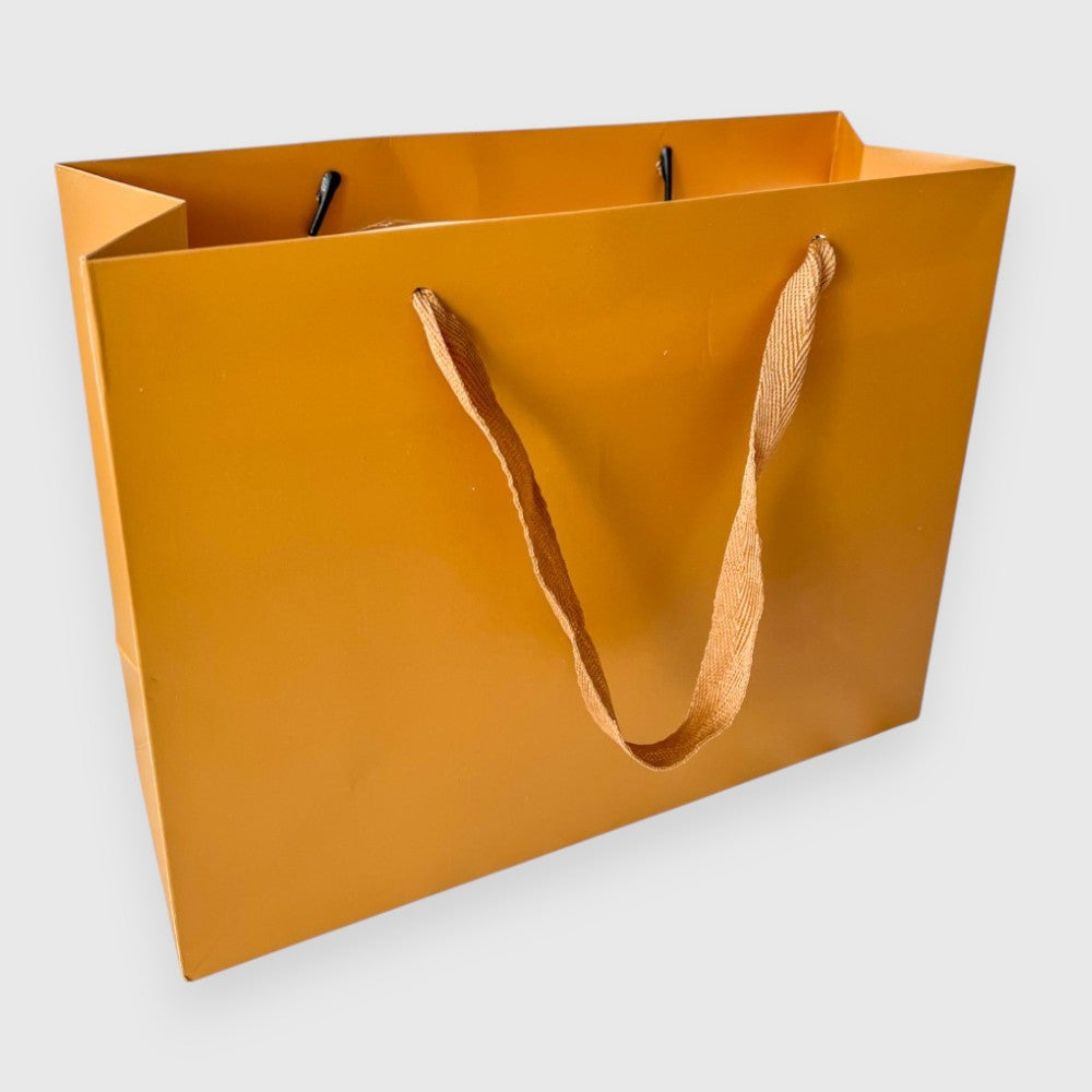 Pungă cadou, maro metalizat, 27x21x10, premium