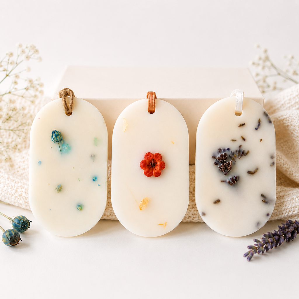 Odorizante dulap haine, Set 3 bucăți, 3x30g - Fresh & Curat, Câmp de lavandă, Măr & Scorțișoară