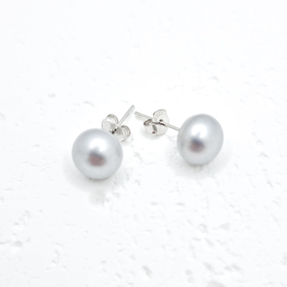 Cercei argint ”Be pure”, gri, argint 925 și perle naturale 8-9 mm, MYGRACE