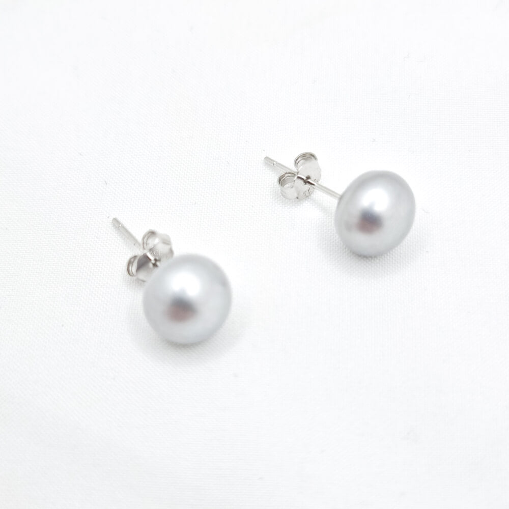 Cercei argint ”Be pure”, gri, argint 925 și perle naturale 8-9 mm, MYGRACE