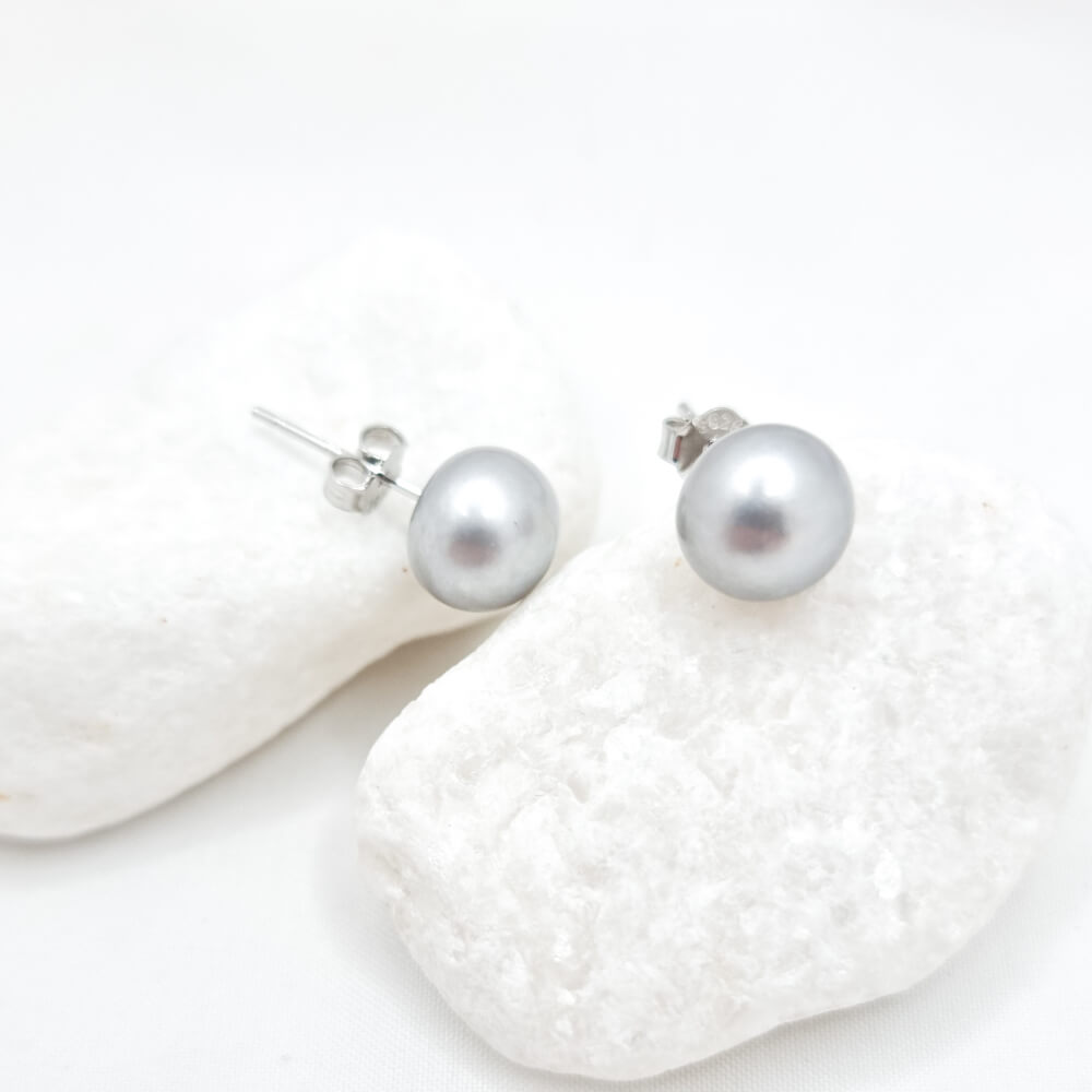 Cercei argint ”Be pure”, gri, argint 925 și perle naturale 8-9 mm, MYGRACE