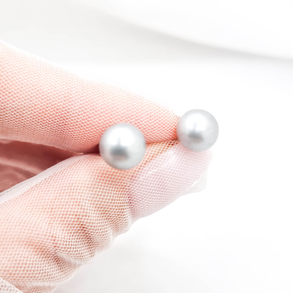 Cercei argint ”Be pure”, gri, argint 925 și perle naturale 8-9 mm, MYGRACE