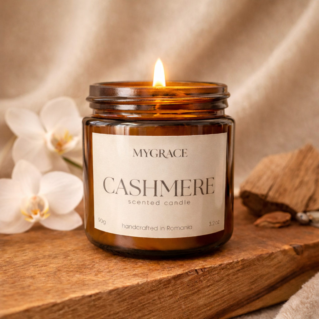 lumanare parfumata CASHMERE mosc tonka ceara soia MYGRACE