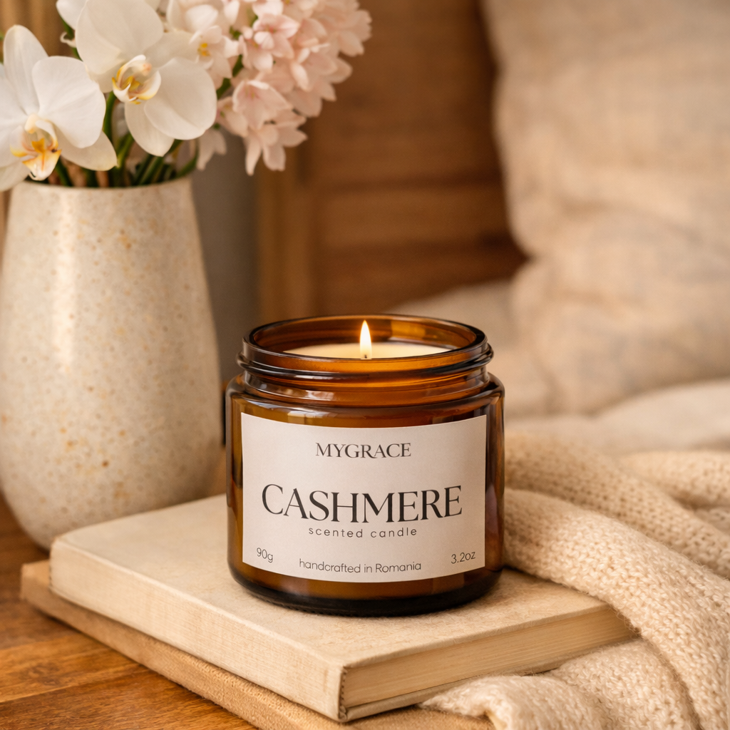 lumanare parfumata CASHMERE mosc tonka ceara soia MYGRACE
