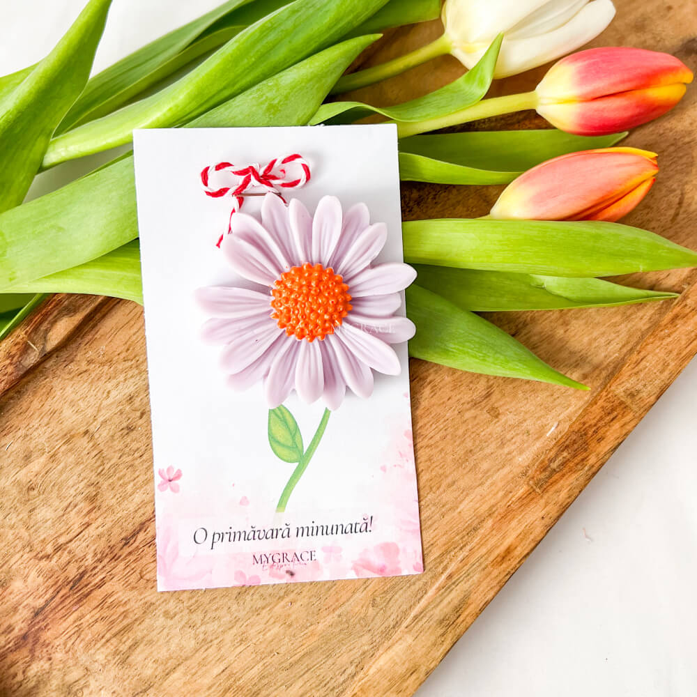 martisor parfumat ceara vegetala margareta mov deschis MYGRACE