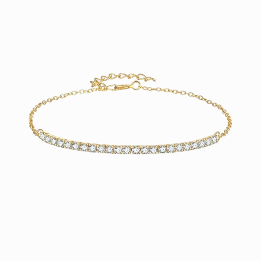 Brățară tennis argint 925, aurie, placată cu aur și decorată cu zirconiu, 2 mm, MYGRACE